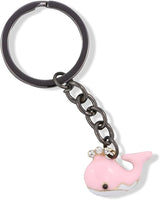 EPJ Whale with Three Rhinestones for Water Charm Keychain (Pink)