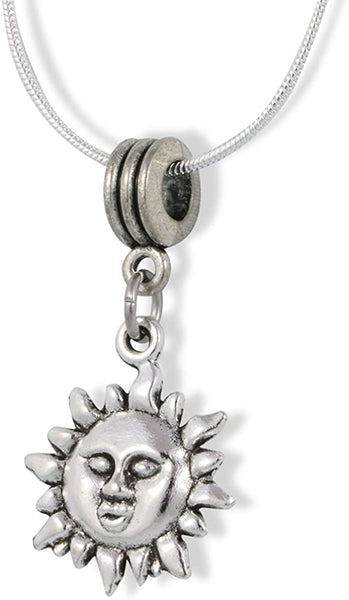 Emerald Park Jewelry Sun with Face on It Charm Snake Chain Necklace