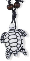 Emerald Park Jewelry Sea Turtle Bone Enamel Charm Leather Rope Necklace