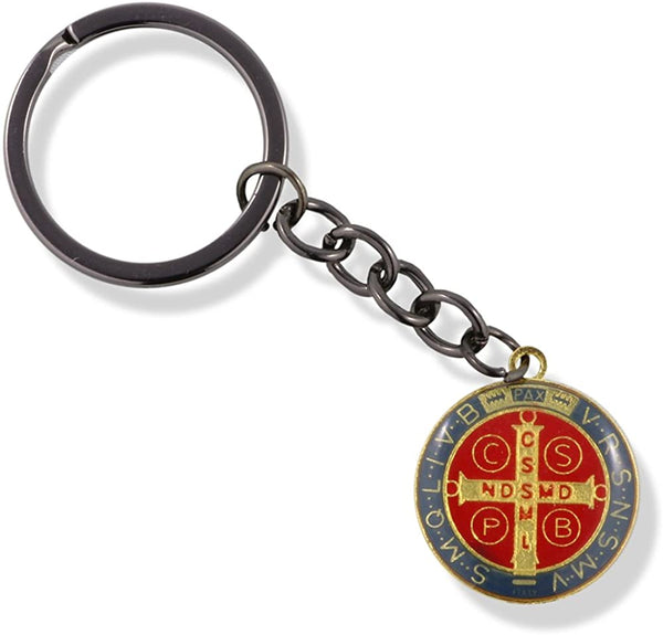 Catholic Gifts Saint St Benedict Medal San Benito Religious Jewelry Keychain for Women Keychain Charm Gifts Catholic Keychain for Women Men Boys and Girls (Red and Black)