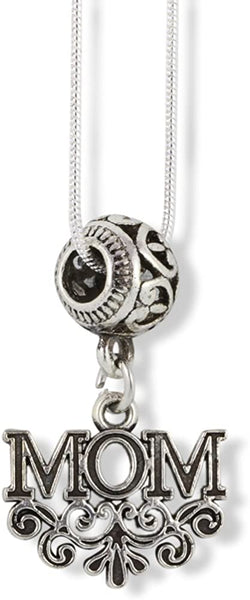 Emerald Park Jewelry Mom with Scrolls and Scrolled Fitting Charm Snake Chain Necklace