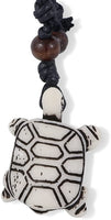 Turtle with Square Shell Bone Enamel Charm Leather Rope Necklace