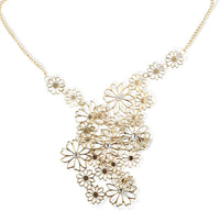 EPJ Flower Cluster with Rhinestones Gold Colored Necklace