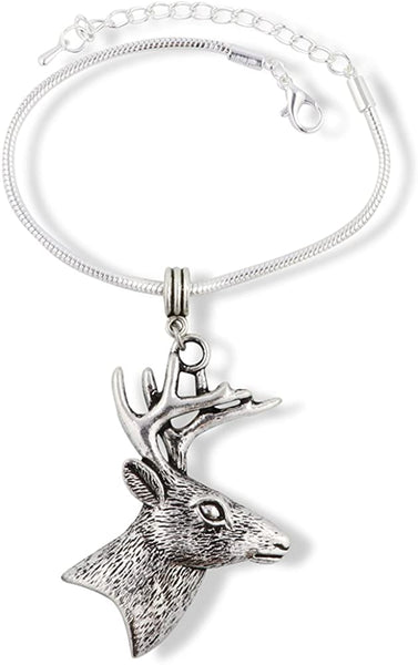 Deer Bracelet Charm Gift for Kids Women Men Girls Hunters and Boys Antlers Antler Gifts Stuff Accessories Head Jewelry Decor