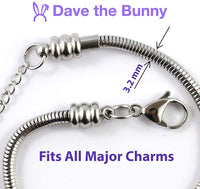 Dave The Bunny Pig Bracelet | Pink Pig Stainless Steel Snake Chain Bracelet