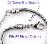Band Text with a Music Note on a Heart Snake Chain Charm Bracelet