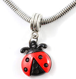 Dave The Bunny Ladybug Bracelet | Red and Black Ladybug Four Dots Stainless Steel Snake Chain Bracelet