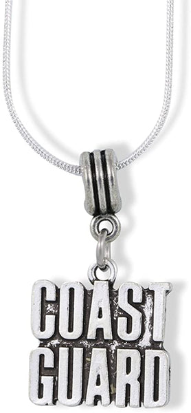 Coast Guard Text Charm Snake Chain Necklace