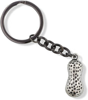 Emerald Park Jewelry Peanut Keychain | Cute Food Charms and Peanut Charm for Peanut Lovers or to remind those that are allergic to Peanuts of a Great Food Keychain and Peanut Accessories Gift for Men or Women Nut Lovers, Silver, Medium