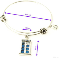 Police Box Bracelet | Bangle for Fans of The Popular TV Series for Men Women Police Decor Call Box Policeman Box Stainless Steel Hypoallergenic Jewelry