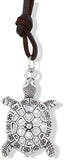 EPJ Turtle Silver Coloured on Leather Rope Necklace