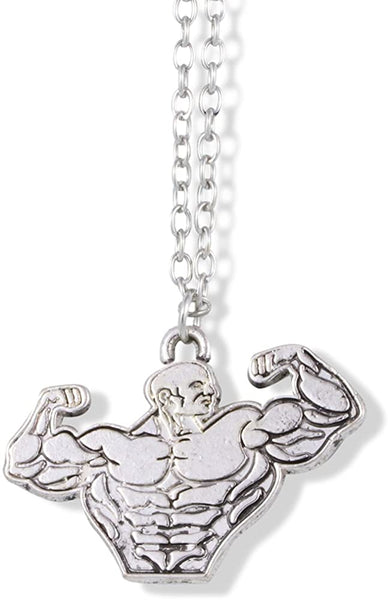 EPJ Muscle Man on Silver Chain Necklace