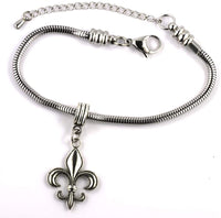 Fleur De Lis Bracelet | Stainless Steel Snake Chain Bracelet