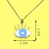 Eye with Blue and Black and Four Lashes on Top Charm Necklace
