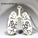 Lung Jewelry - Breathe Pendant with Breathe Charm on Lung Necklace A Just Breathe Necklace of Human Anatomy Gifts great for Lung Cancer Survivor Gifts and Lung Cancer Awareness goes with Cancer Ribbon