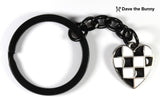 Dave The Bunny Checkered Keychain - Racing Keychain or Car Racing Gifts for Men and Women a Beautiful Checkered Heart Keychain