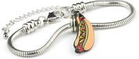 Hot Dog Jewelry | Hot Dog Bracelet Hypoallergenic Stainless Steel Snake Chain Charm Bracelet Food Jewelry and Mini Food Novelty Jewelry Gift for Men or Women Great Junk Food Novelty Jewelry for Women