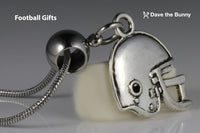 Dave The Bunny Football Necklace - Elegant Stainless Steel Snake Chain with Alloy Charm - Ideal Football Accessories, Perfect Football Stuff, Unique Football Gifts and Football Lovers Gift Ideas