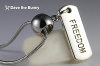 Dave The Bunny Forever Freedom - Freedom Necklace Emotional Freedom Stainless Steel Snake Chain with Alloy Charm - Freedom from OCD and be a Freedom Influencer with Freedom Mastery