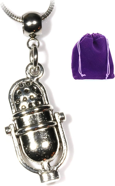 Gifts for Singers - Encanto Microphone Jewelry Music Charm Necklace DJ Pendant and a Charm Microphone that fits a Bracelet Makes Nice Men Jewelry Microphone Necklace and Music Lovers Gifts for Women