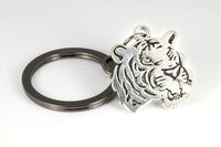 Emerald Park Jewelry Tiger Keychain | A Great Animal Keychain or Tiger Accessories Women and Men will Love, Silver, Large