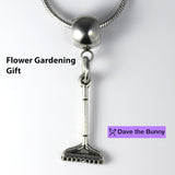 Dave The Bunny Garden Jewelry - Rake Necklace Flower Gardening Stainless Steel Snake Chain with Alloy Charm - Perfect Gardening Tool Necklace for Garden Landscape Design Enthusiasts