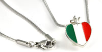 Italian Gifts | Italian Flag Necklace with an Italy Charm on a Snake Chain Italian Necklace a Great Italian Good Luck Charm or Italian Fashion for Women and Men makes Great Italy Party Favors or Gifts