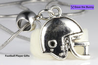 Dave The Bunny Football Necklace - Elegant Stainless Steel Snake Chain with Alloy Charm - Ideal Football Accessories, Perfect Football Stuff, Unique Football Gifts and Football Lovers Gift Ideas
