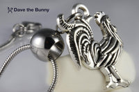 Dave The Bunny Rooster Jewelry - Stainless Steel Snake Chain Rooster Necklace with Alloy Charm - Rooster Decor Bird Pendant, Ideal for Fake Rooster Enthusiasts, Stylish and Durable Farm Necklace