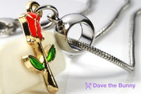 Dave The Bunny Rose Necklace for Women - A Nice Red flower Necklace and Simple Necklaces for Women