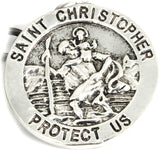 Emerald Park Jewelry Saint Christopher Protect Us Charm Keychain, Silver, Medium