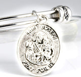 St Joseph Medal | St Joseph Bracelet Bangle makes Great Saint Joseph Jewelry for Men or Women