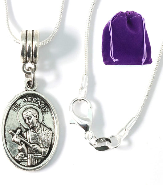 Amazon.com: Saint Gerard Necklace Patron Saint of Fertility & Pregnancy  Catholic Jewelry - Silver Oxidized Round 7/8