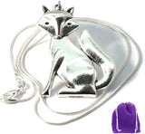 Fox Necklace | Fox Jewelry For Women Silver Plated Snake Chain Necklace with Fox Necklace for Women Great Fox Gifts for a Party themed with Fox Stuff and Fox Items for Women