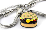 Hamburger Jewelry | Food Jewelry And Food Charm Or Novelty Food Hamburger Bracelet Hypoallergenic Stainless Steel For Sensitive Skin To Go With A Hamburger Costume Or Cook And Chef Jewelry For Men