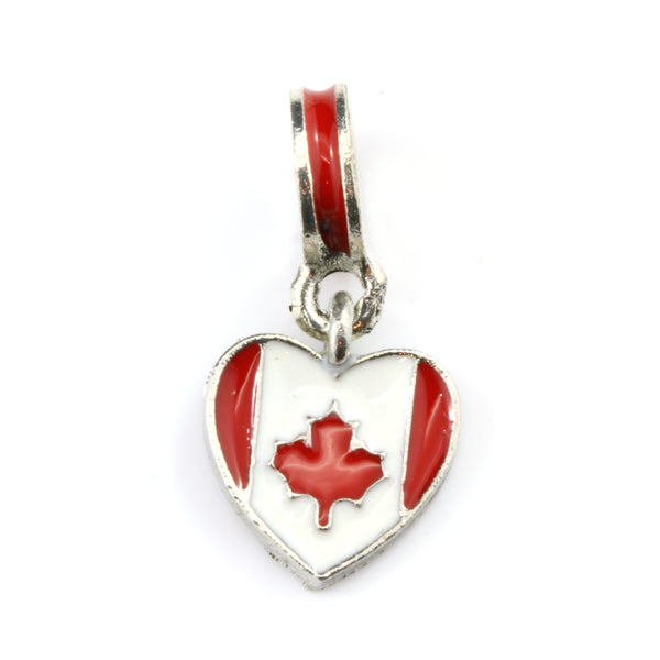 Canadian Flag on Heart Charm